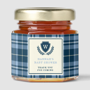 Navy Blue Monogram Boy Baby Shower Honey Jar Favors