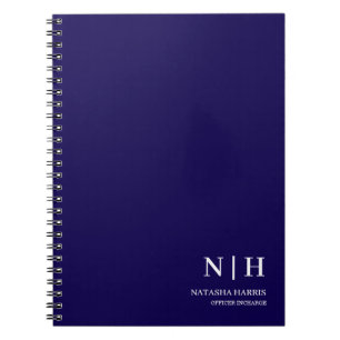 Navy Blue Monogram Business Classic Gift notebook
