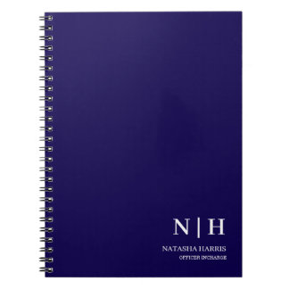 Navy Blue Monogram Business Classic Gift notebook
