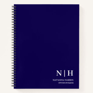 Navy Blue Monogram Business Elegant Gift notebook