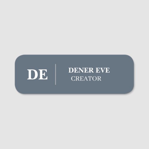 Navy Blue Monogram Clean Modern Identity Name Tag