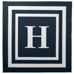 Navy Blue Monogram Cloth Napkin