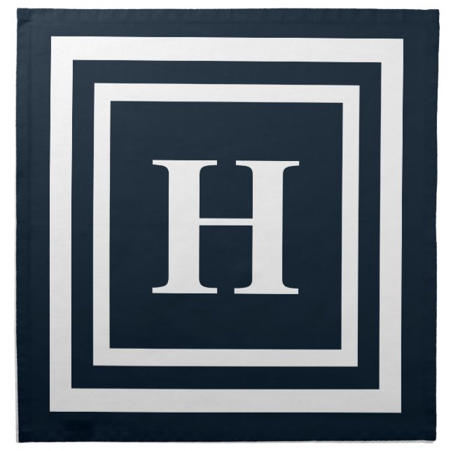 Navy Blue Monogram Cloth Napkin (Front)