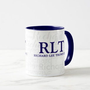 Navy Blue Monogram Combo Mug with Name