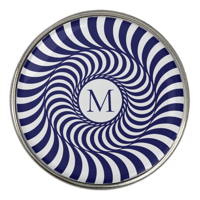 Navy Blue Monogram Golf Ball Marker (Front)