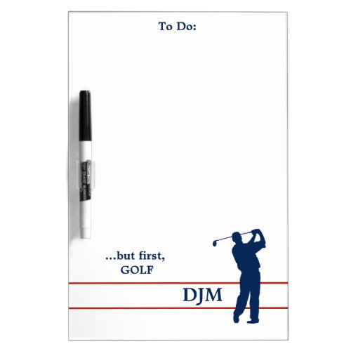 Navy Blue Monogram Golfer Dry Erase Board