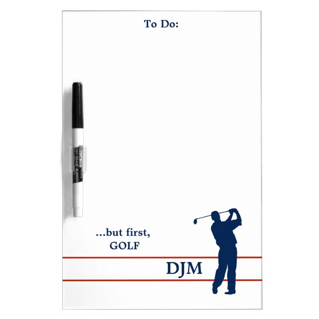 Navy Blue Monogram Golfer Dry Erase Board (Front)
