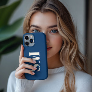 Navy Blue Monogram initial iPhone 13 Pro Max Case