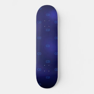 Navy blue monogram initials minimalist skateboard