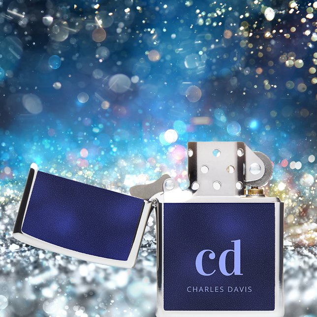Navy blue monogram initials name custom men zippo lighter (Creator Uploaded)