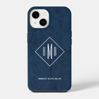 Navy Blue Monogram iPhone 14 Case