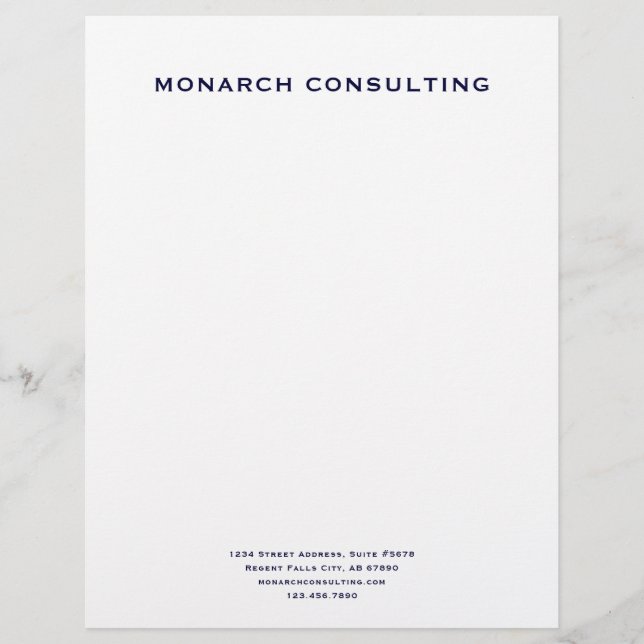Navy Blue Monogram Letterhead for Business (Front)