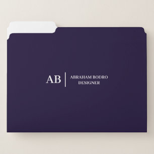 Navy Blue Monogram Minimal Modern Design File Folder