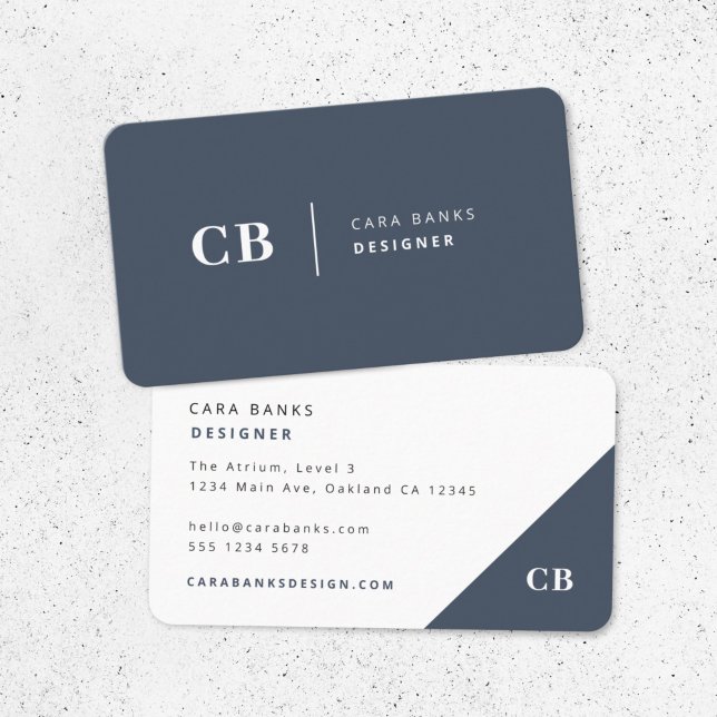 Navy Blue Monogram Modern Minimal Simple Business Card (Creator Uploaded)