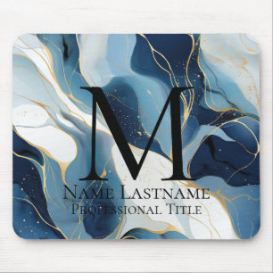 Navy Blue Monogram Mouse Pad