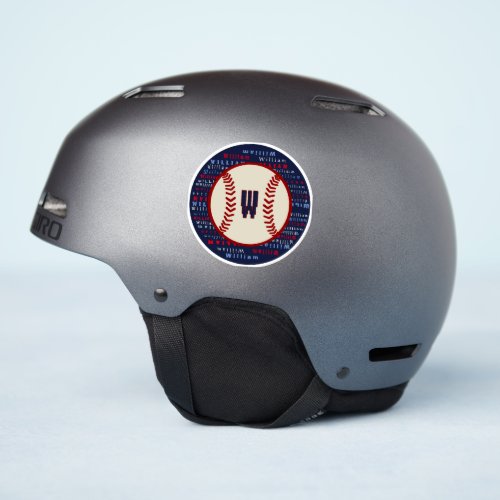 Navy Blue Monogram Name Baseball Helmet Decal