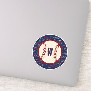 Navy Blue Monogram Name Baseball Laptop Decal