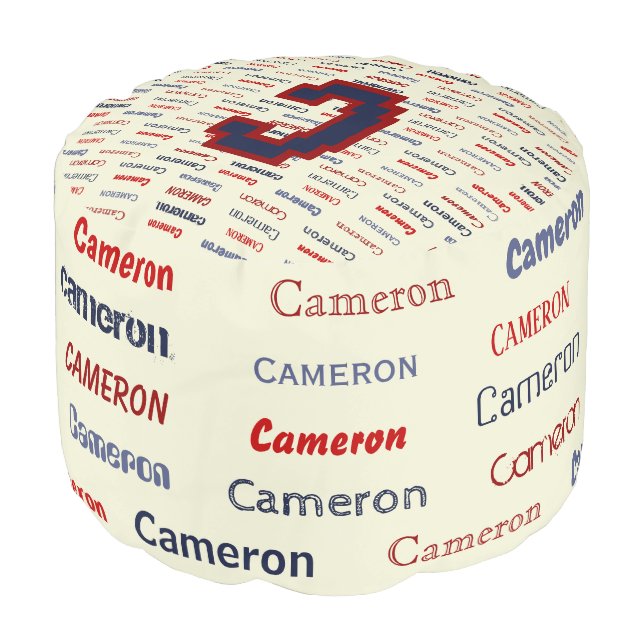 Navy Blue Monogram Name Gifts for Kids Bedding  Pouf (Angled Front)