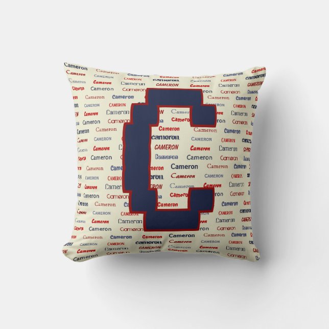 Navy Blue Monogram Name Gifts for Kids Bedding Thr Throw Pillow (Front)