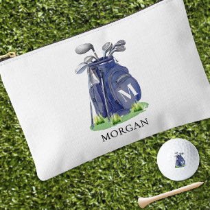 Navy Blue Monogram Name Golf Accessory Pouch