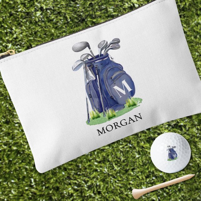 Navy Blue Monogram Name Golf Accessory Pouch (Navy Blue Monogram Name Golf Accessory Pouch)