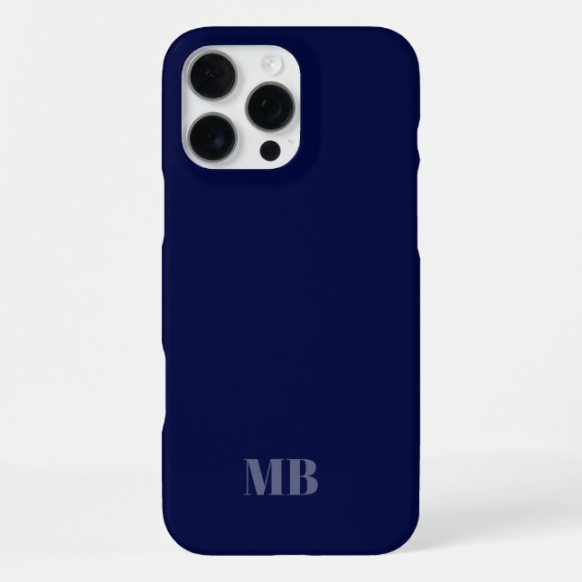 navy blue monogram name initials  iphone case (Back)