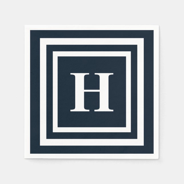 Navy Blue Monogram Napkins (Front)
