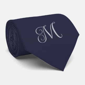 Navy Blue Monogram Neck Tie