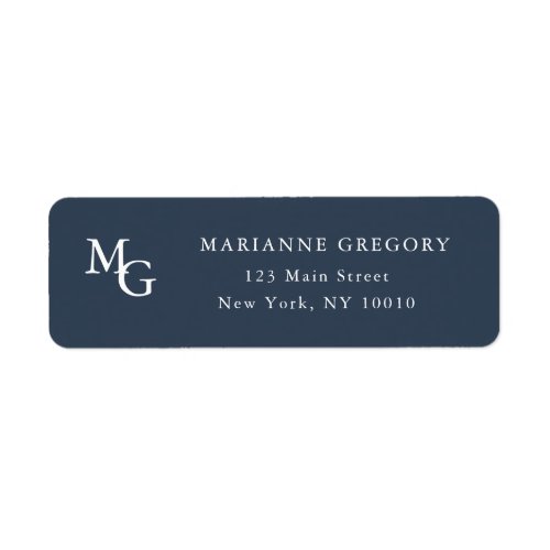 Navy Blue Monogram Return Address Label