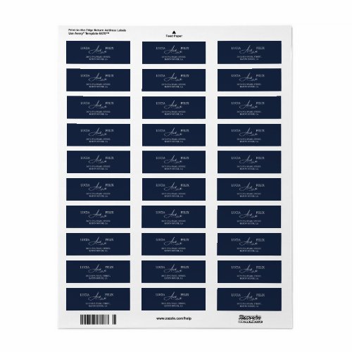 Navy Blue Monogram Return Address  Label