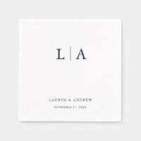 Navy Blue Monogram Simple Minimalist Wedding