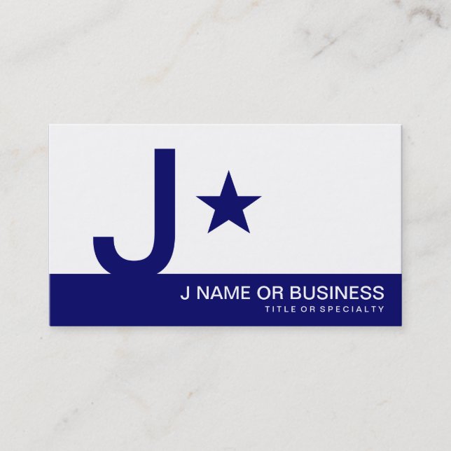 navy blue monogram star business card (Front)