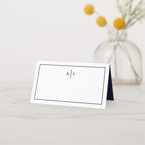 Navy Blue Monogram Table Place Card