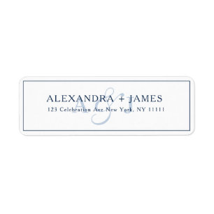 Navy Blue Monogram Typography Return Address Label