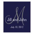 Navy Blue Monogram Wedding Bride Groom Date Seal