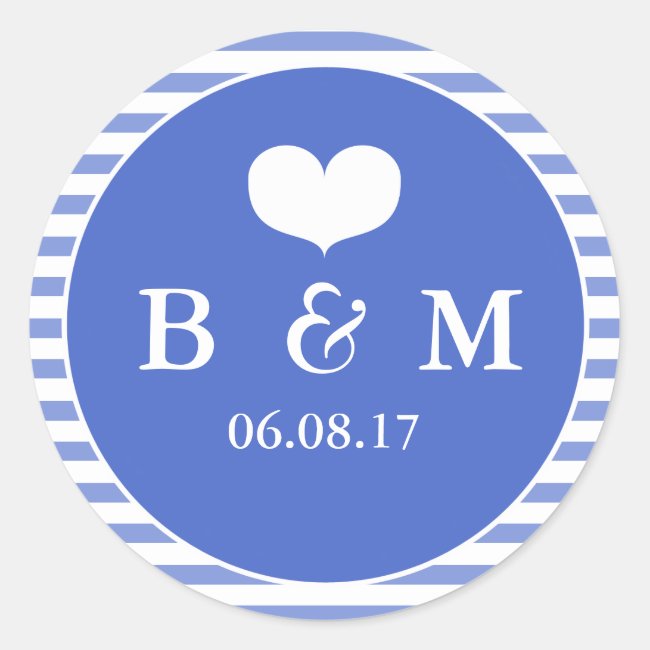 Navy Blue Monogram Wedding Envelop Seal Sticker