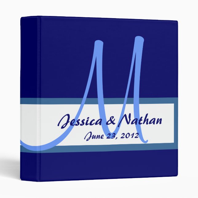 Navy Blue Monogram Wedding Planner Photo Binder (Front/Spine)