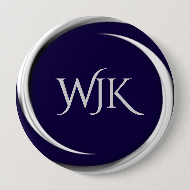 Navy Blue Monogrammed Button (Front)
