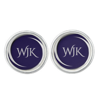 Navy Blue Monogrammed Cufflinks