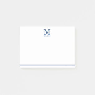 Navy Blue Monogrammed Family Name Two Lined Post-it Notes