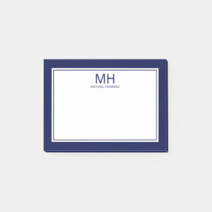 Navy Blue Monogrammed Men's Post-it Notes