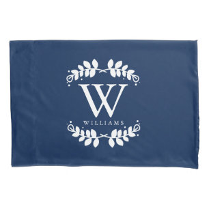 Navy Blue Monogrammed Pillow Case