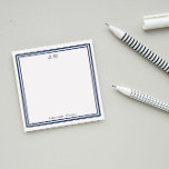 Navy Blue Monogrammed Post-it Notes<br><div class="desc">Monogrammed notes with a navy blue frame. Add your initials and name. A plain elegant design.</div>
