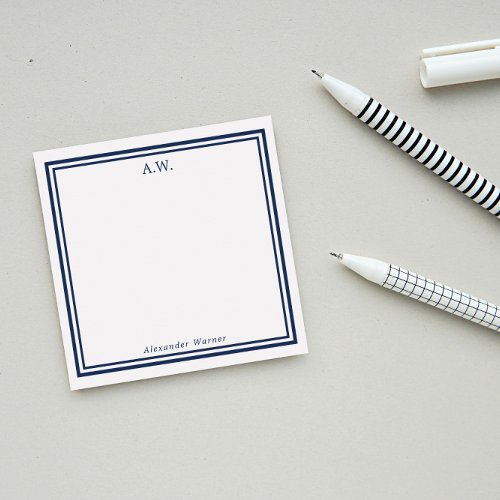 Navy Blue Monogrammed Post_it Notes