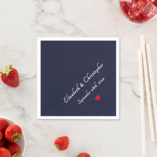 Navy Blue Monogrammed Wedding Party Cocktail Napkins