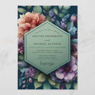 Navy Blue Moody Evening Wedding Invitation