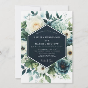 Navy Blue Moody Winter Wedding Invitation