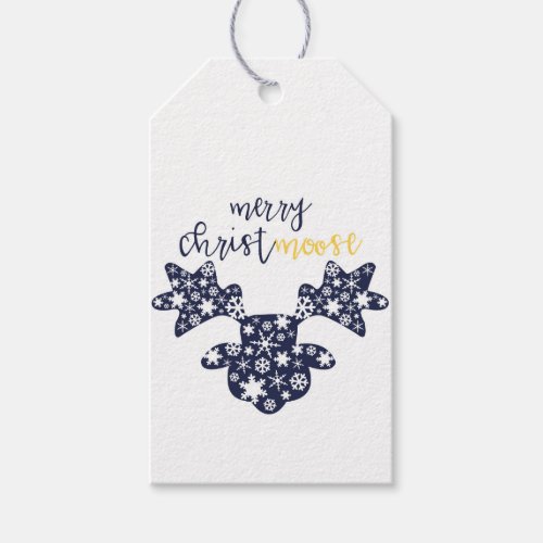 Navy Blue Moose Christmas Gift Tags