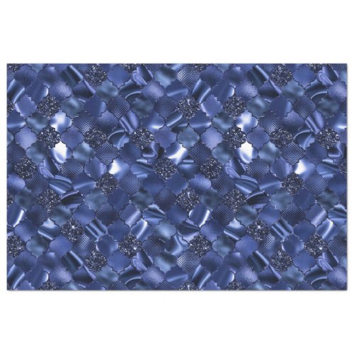 Navy Blue Moroccan Quatrefoil Pattern Tissue Paper