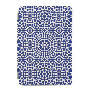 Navy Blue Mosaic Geometric Pattern iPad Mini Cover